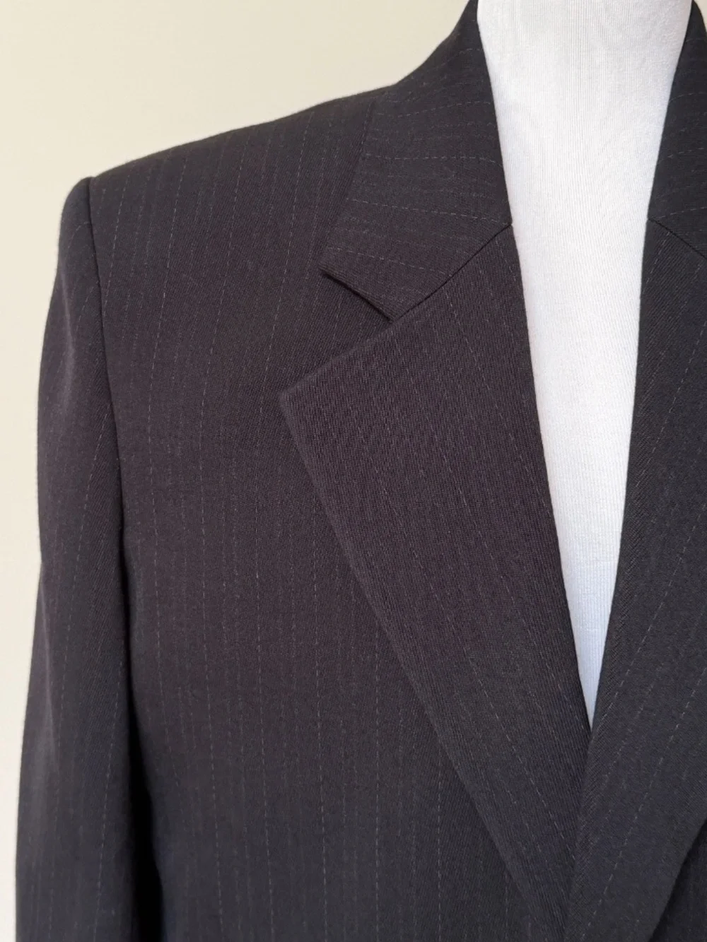 Saint Laurent YSL Runway Oversized Chalk Stripe Wool Blazer Jacket